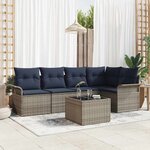 vidaXL Ensemble de canapé de jardin avec coussin 6 Pièces Gris polyrotin