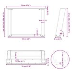 vidaXL Pieds de table basse en U 2 pièces Noir 70 x (42-43) cm Acier