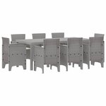 vidaXL Ensemble de salle à manger pour jardin 9 Pièces Gris clair