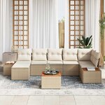 vidaXL Ensemble de canapé de jardin 8 Pièces Beige et crème Polyrotin