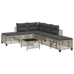 vidaXL Salon de jardin d'angle avec coussins 3 Pièces gris clair rotin