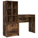 vidaXL Bureau avec rangement 2 Pièces Chêne fumé 80 x 40 x 76 cm
