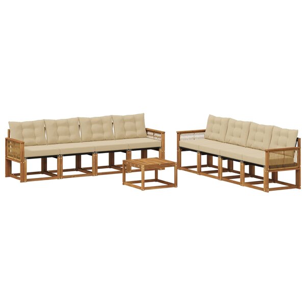 vidaXL Ensemble de canapés d'extérieur 9 Pièces Naturel et Beige