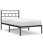 vidaXL Cadre de lit métal avec tête de lit noir 90x190 cm