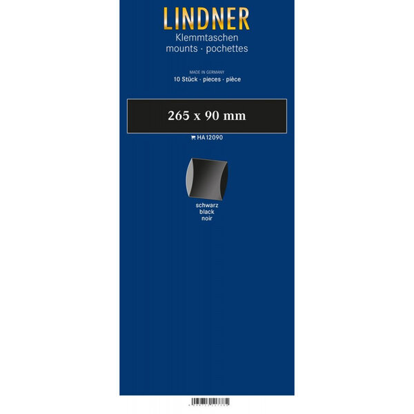 Bandes double soudure 265 x 90 mm pour blocs  carnets de timbres. Fond - Noir