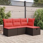 vidaXL Tabouret de jardin avec coussin Marron 55x55x37 cm Résine tressée