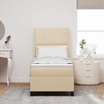 vidaXL Lit à ressort LED avec matelas Crème 80 x 200 cm tissu