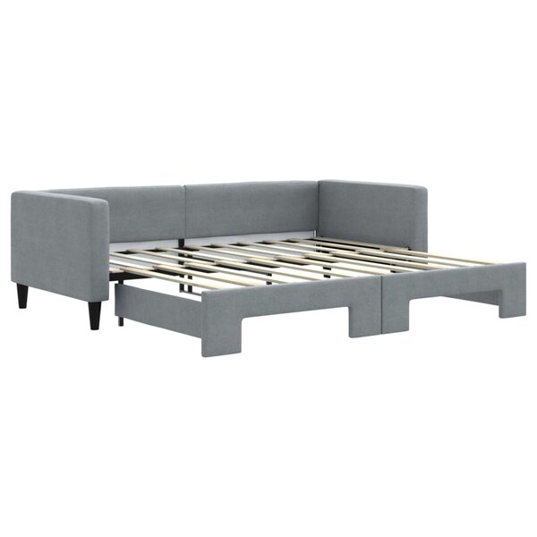 vidaXL Lit de jour avec lit gigogne gris clair 90x190 cm tissu