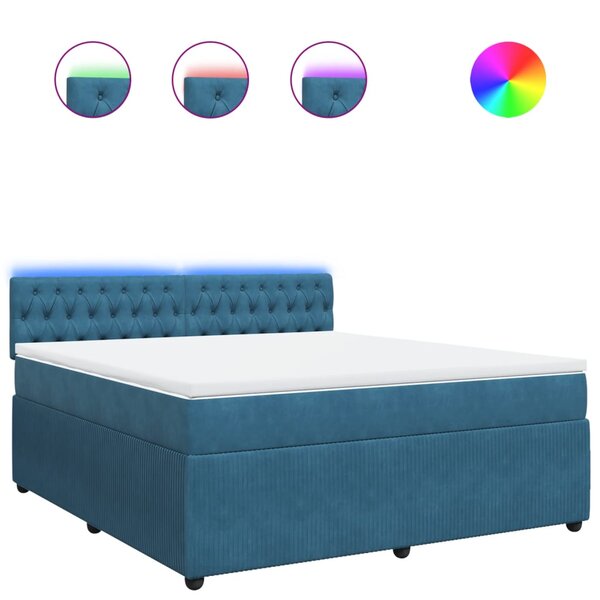 vidaXL Sommier à lattes de lit et matelas bleu 180x200 cm velours