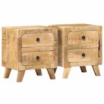 vidaXL Table de chevet 2 Pièces 40x32x46 cm bois massif de manguier brut