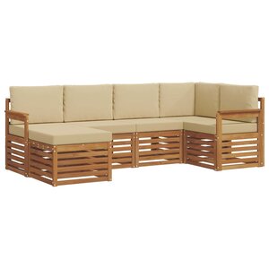 vidaXL Ensemble de canapés d'extérieur 6 pc Naturel et Beige Polyester