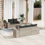 vidaXL Salon de jardin 6 Pièces avec coussins gris clair résine tressée