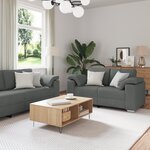 Canapé 3 pièces vidaXL avec coussins en tissu gris foncé