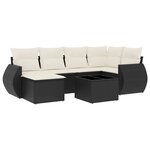 vidaXL Salon de jardin 7 Pièces avec coussins noir résine tressée