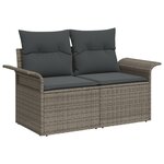 vidaXL Ensemble de canapé de jardin 6 pièces avec coussins gris en poly rotin en acacia