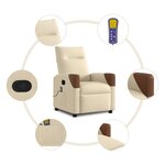 vidaXL Fauteuil de massage inclinable Crème Tissu