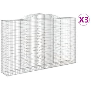 vidaXL Paniers à gabions arqués 3 Pièces 300x50x180/200 cm fer galvanisé