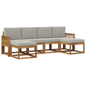 vidaXL Ensemble de canapés d'extérieur 6 pc Naturel et gris clair