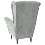 vidaXL Fauteuil à oreilles avec tabouret gris clair velours