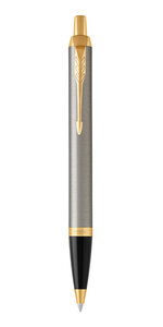 PARKER IM Stylo bille  métal brossé  recharge bleue pointe moyenne  Coffret cadeau
