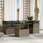 vidaXL Salon de jardin 6 Pièces avec coussins gris résine tressée