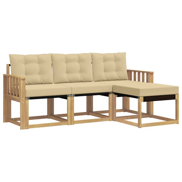 vidaXL Ensemble de canapés d'extérieur 4 pc Blanc et Beige