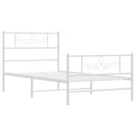 vidaXL Cadre de lit métal avec tête de lit/pied de lit blanc 107x203cm