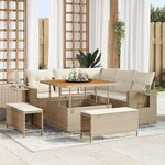 vidaXL Ensemble de canapé de jardin 8 Pièces Beige polyrotin