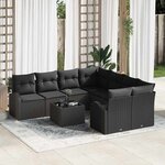 vidaXL Ensemble de canapé de jardin 9 Pièces Noir 55 x 55 x 37 cm