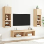 vidaXL Meuble TV avec lumières LED chêne sonoma 60x30x30 cm