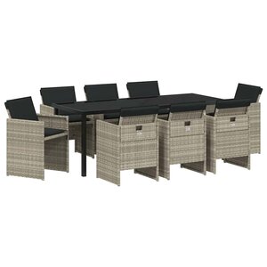 vidaXL Ensemble de salle à manger pour jardin 9 Pièces Gris clair