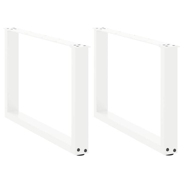 vidaXL Pieds de table basse en U  2 pièces  blanc  70 x (42-43) cm  acier