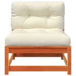 vidaXL Canapé jardin sans accoudoirs coussins cire marron massif pin
