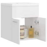 vidaXL Armoire d'évier avec lavabo intégré Blanc brillant Aggloméré