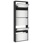 vidaXL Armoire à chaussures avec miroir 5 niveaux noir 63x17x169 5 cm