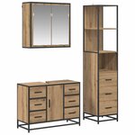 vidaXL Ensemble de mobilier de salle de bain 3 Pièces chêne artisanal