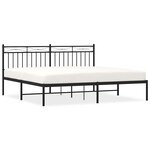 vidaXL Cadre de lit métal sans matelas avec tête de lit noir 183x213cm