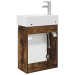 vidaXL Meuble de salle de bain avec robinet Chêne fumé