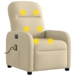 vidaXL Fauteuil inclinable de massage électrique crème tissu