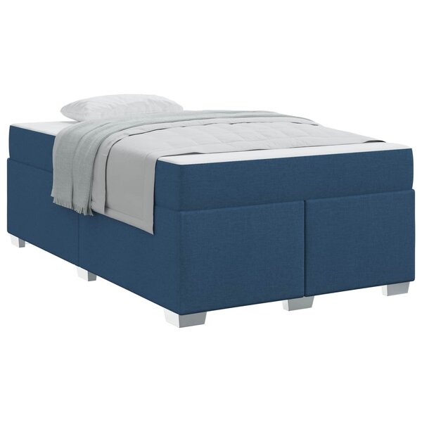 vidaXL Cadre de lit avec matelas Bleu 120 x 200 cm tissu