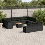 vidaXL Salon de jardin avec coussins 14 Pièces noir résine tressée