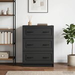 vidaXL Armoire à tiroirs Noir 66 x 34 5 x 87 cm Bois d'ingénierie