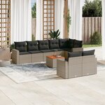 vidaXL Salon de jardin 9 Pièces avec coussins gris résine tressée