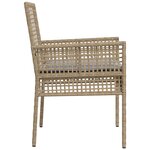 Chaises de jardin vidaXL 2 Pièces avec coussins beige en poly rotin