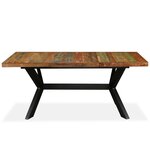 vidaXL Table à manger Bois récupération massif et croix en acier 180cm