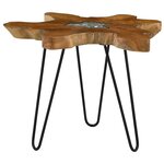 vidaXL Table basse 70x45 cm Bois de teck massif et polyrésine