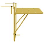 vidaXL Table de balcon suspendue pliable - Or  60x40 cm  Acier