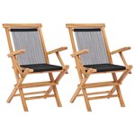 vidaXL Chaises pliables de jardin lot de 2 Bois teck solide et corde