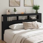 vidaXL Tête de lit à LED noir 200x18 5x103 5 cm bois d'ingénierie
