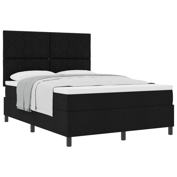 vidaXL Lit à ressorts avec matelas Noir 160 x 200 cm tissu